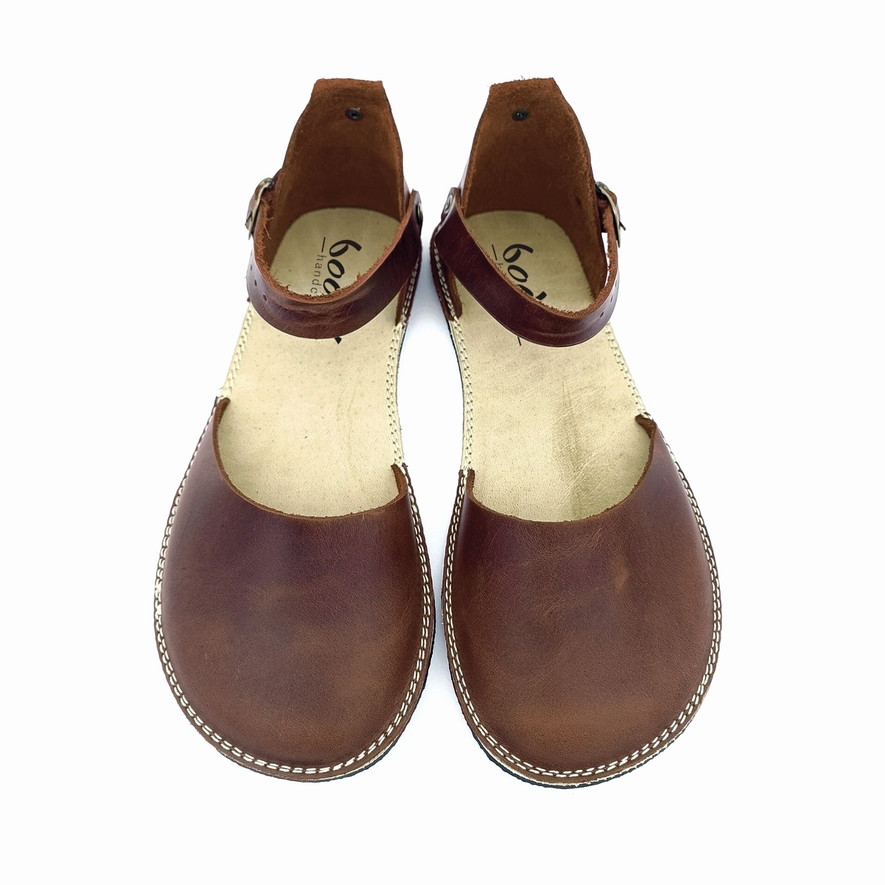 Koyu Kahverengi Deri Minimalist Barefoot Kadın Sandaleti | Kauçuk Taban - Görsel 2