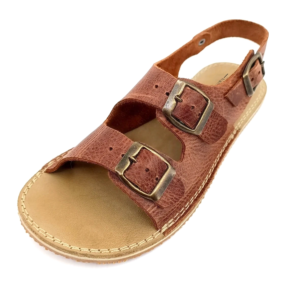 Women's Brown Barefoot Double Buckle Leather Sandals | Wide Toe Box & Zero Drop - Image 7