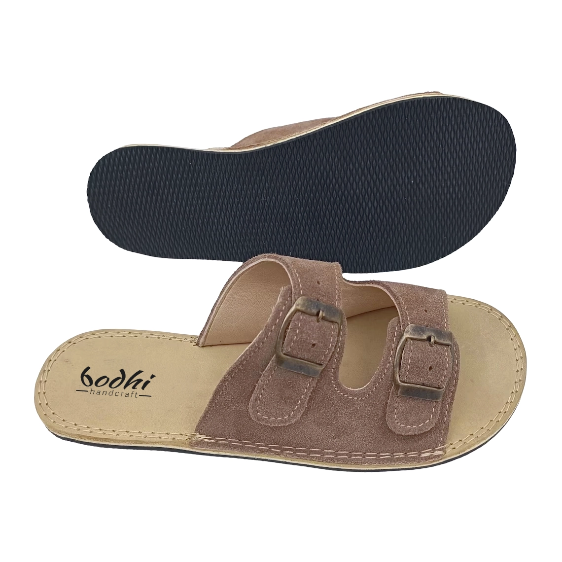 Barefoot Everyday Women's Slippers in Taupe Suede Leather | Handmade - Image 4