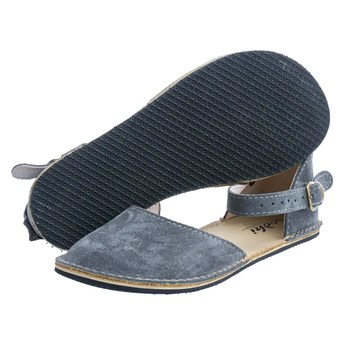 Minimalist Women's Gray Suede Leather Barefoot Sandals | Rubber Sole - Image 6