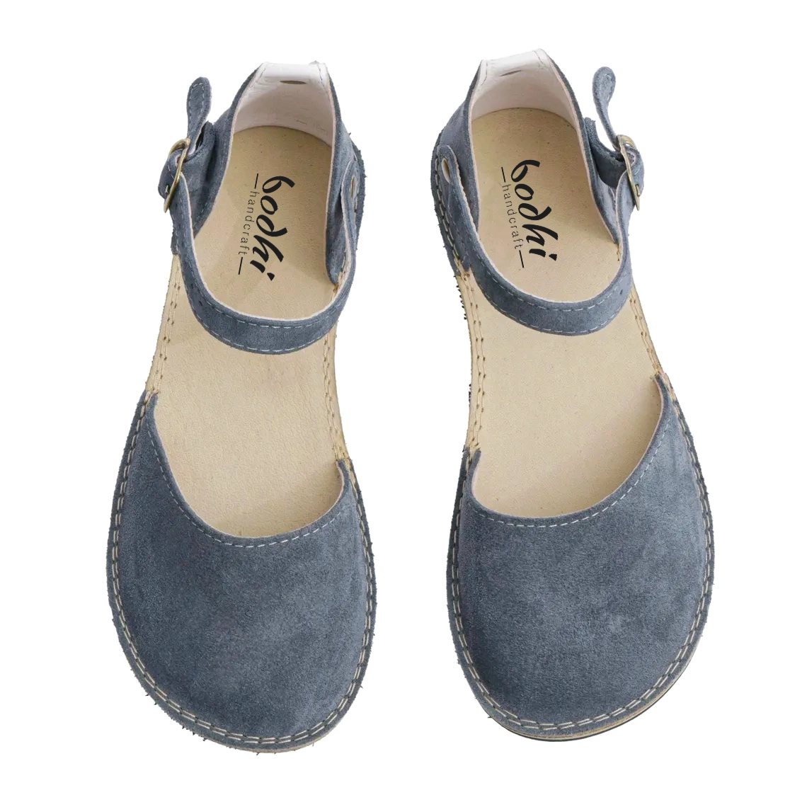 Minimalist Women's Gray Suede Leather Barefoot Sandals | Rubber Sole - Image 2