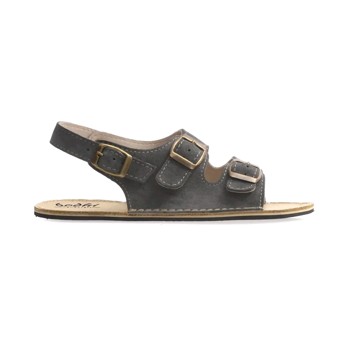 Gray Suede Leather Women's Barefoot Double Strap Sandals | Handmade - Image 6
