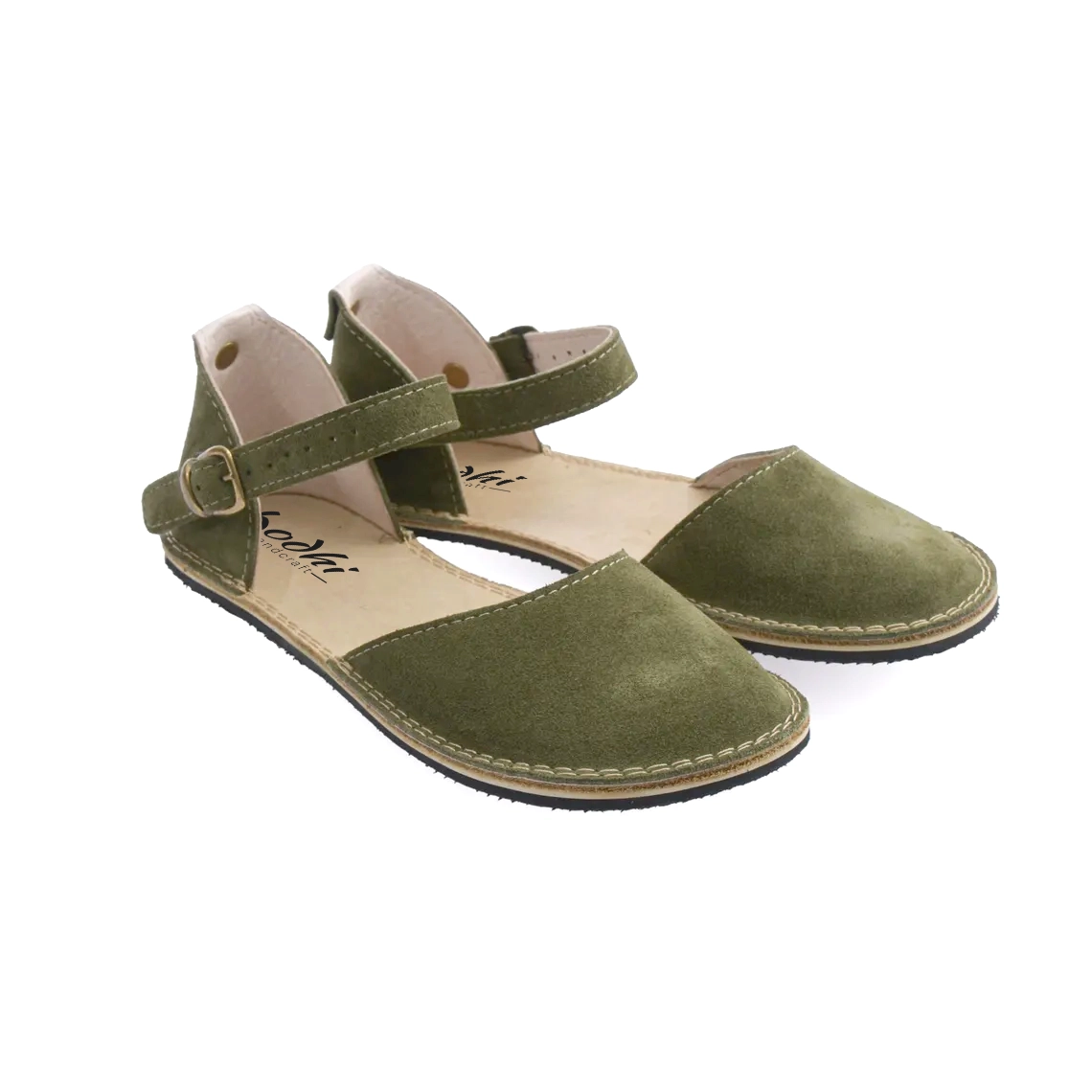 Green Suede Minimalist Barefoot Women's Sandals | Rubber Sole - Image 4