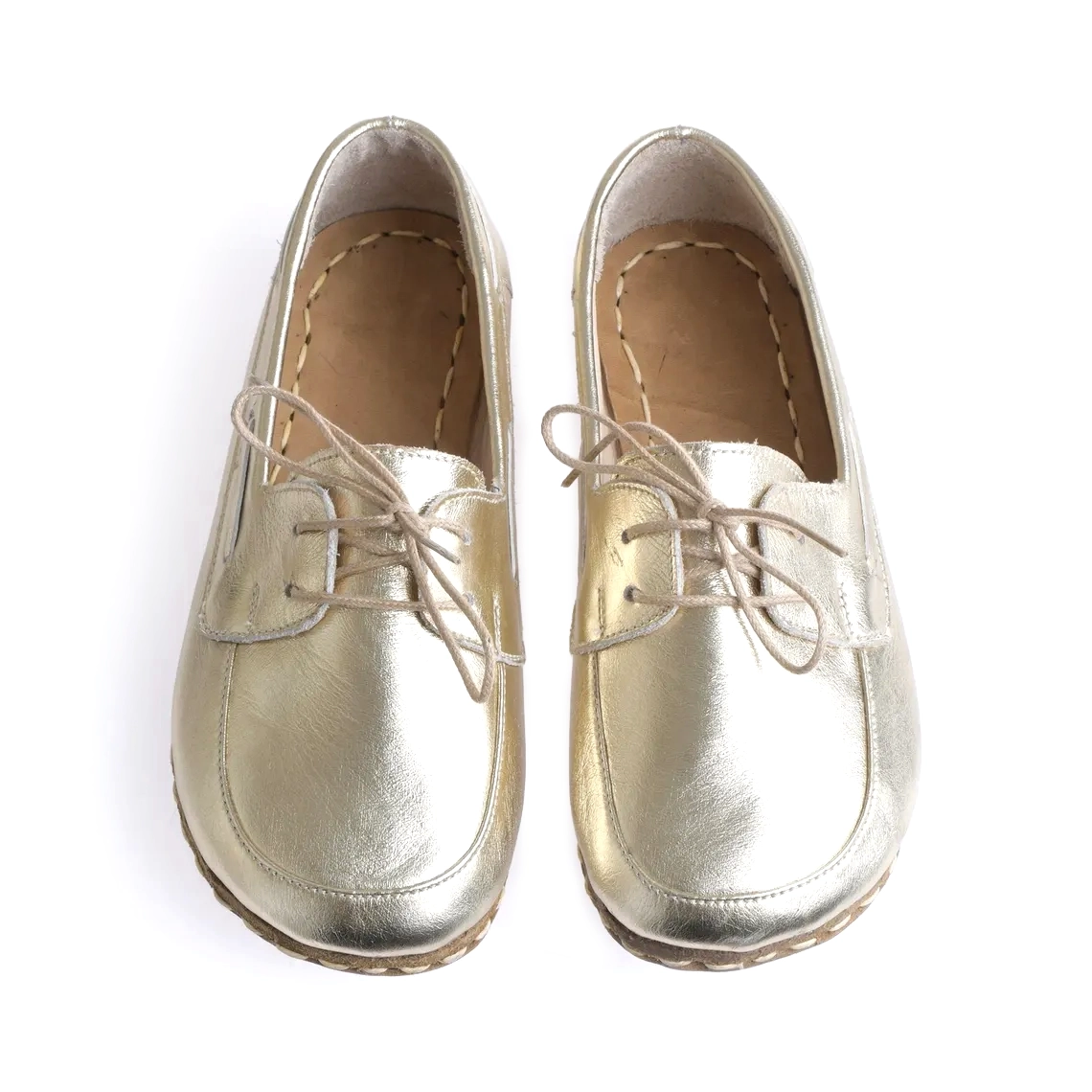 Women’s Lace-Up Grounding Barefoot Moccasins – Gold - Image 2