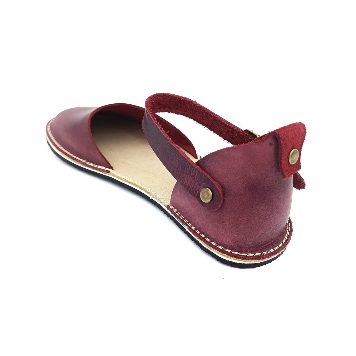 Bordo Minimalist Kadın Barefoot Sandalet | Kauçuk Taban - Görsel 8