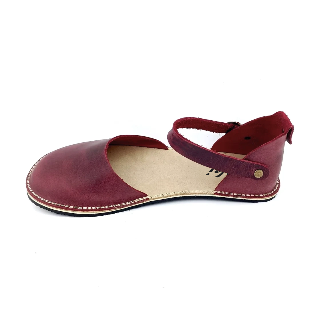 Bordo Minimalist Kadın Barefoot Sandalet | Kauçuk Taban - Görsel 6