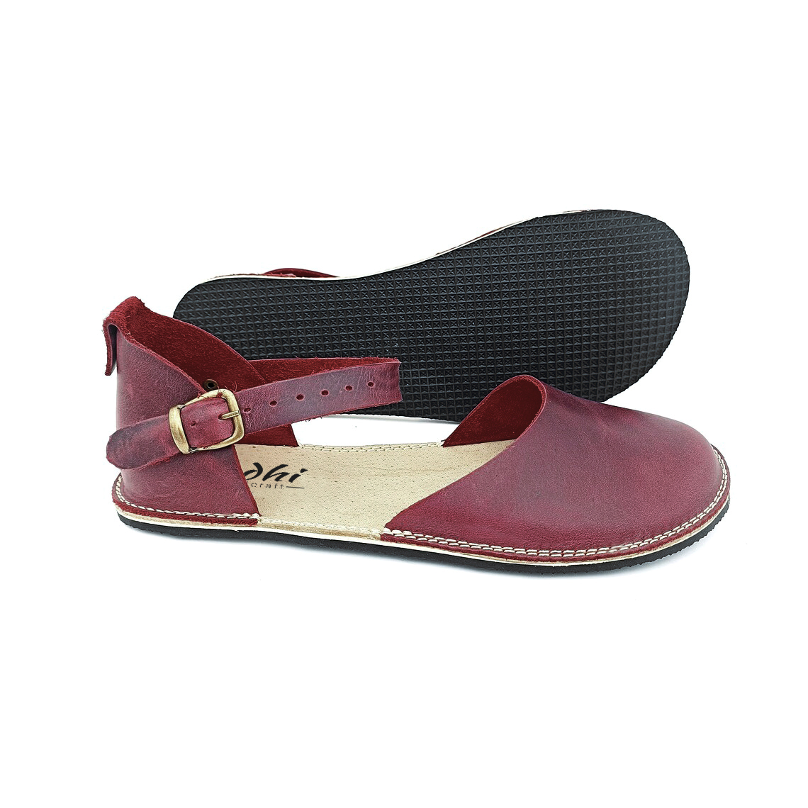 Bordo Minimalist Kadın Barefoot Sandalet | Kauçuk Taban - Görsel 2