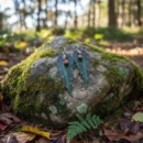 Elaeocarpus Yaprağı Formlu Deri Küpe | 5 Mukhi Rudraksha Tohumu