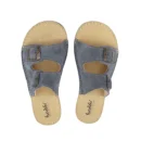 Gri Süet Deri Barefoot Çift Bantlı Kadın Terlikleri | El İmalatı - Gri