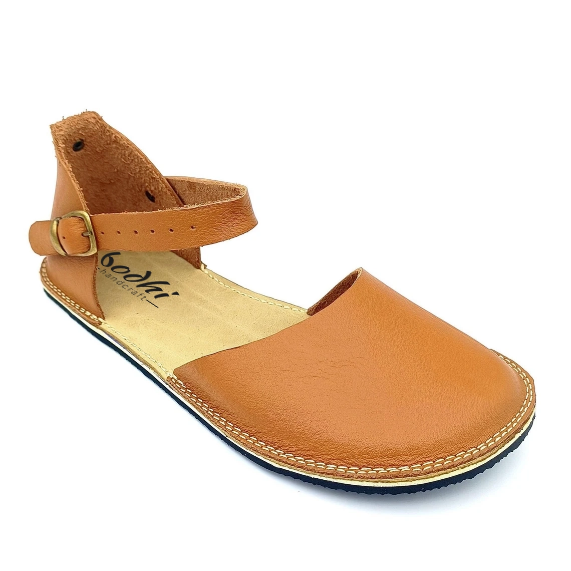 Taba Deri Minimalist Barefoot Kadın Sandaleti | Kauçuk Taban - Görsel 6
