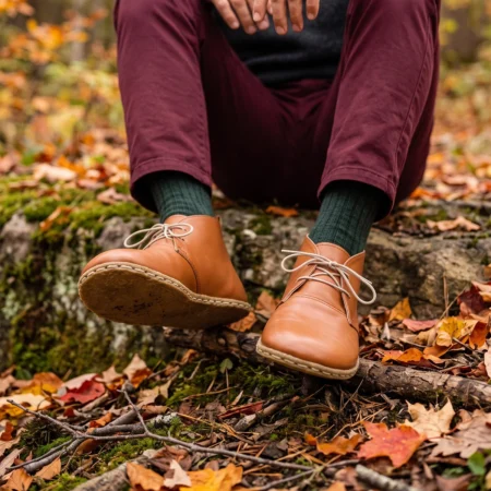 Erkek Taba Barefoot Kısa Bot Topraklama Taban – Hakiki Deri, El İmalatı