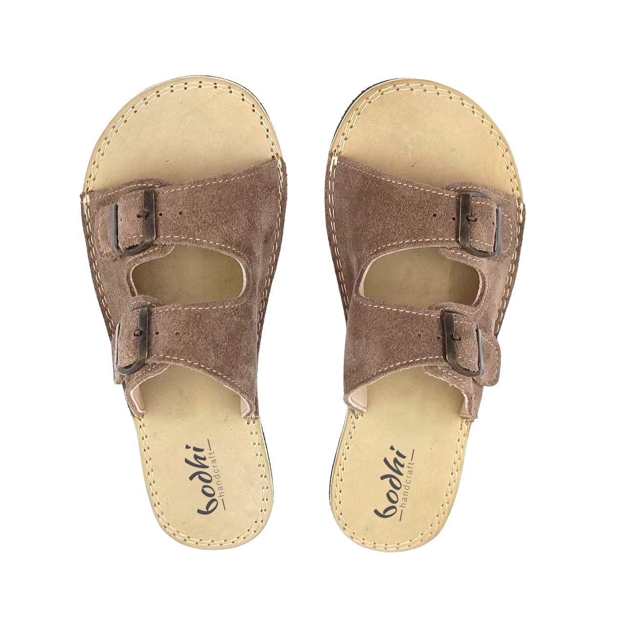 Barefoot Everyday Women's Slippers in Taupe Suede Leather | Handmade - Image 2