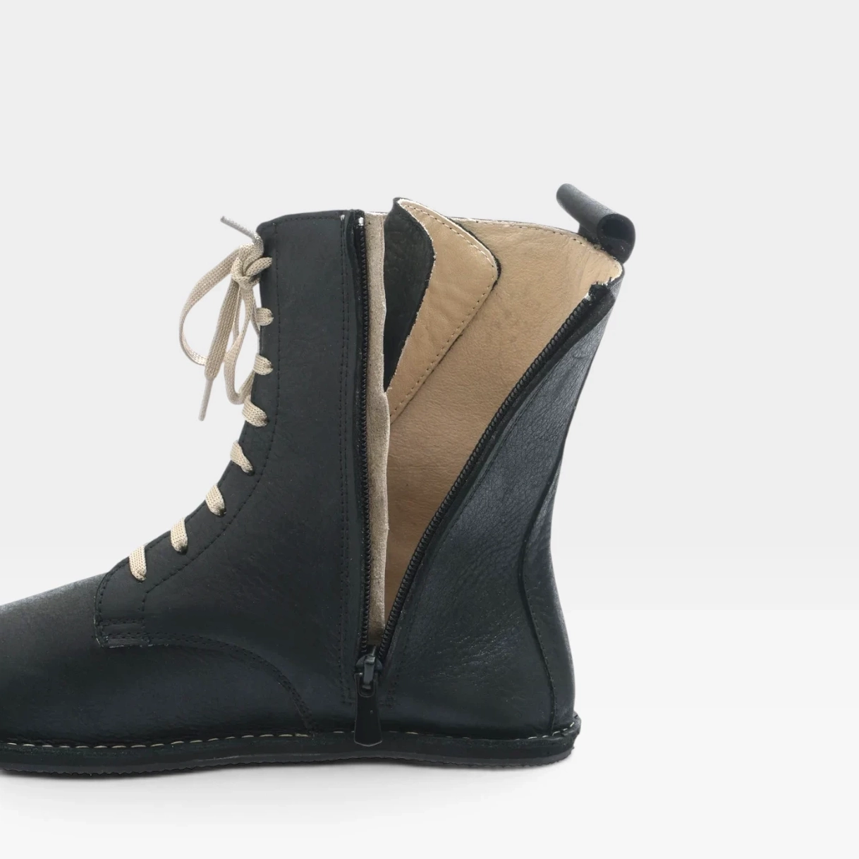 Women’s Olive Green Barefoot Lace-Up Boots – Genuine Leather, Handmade - Image 6