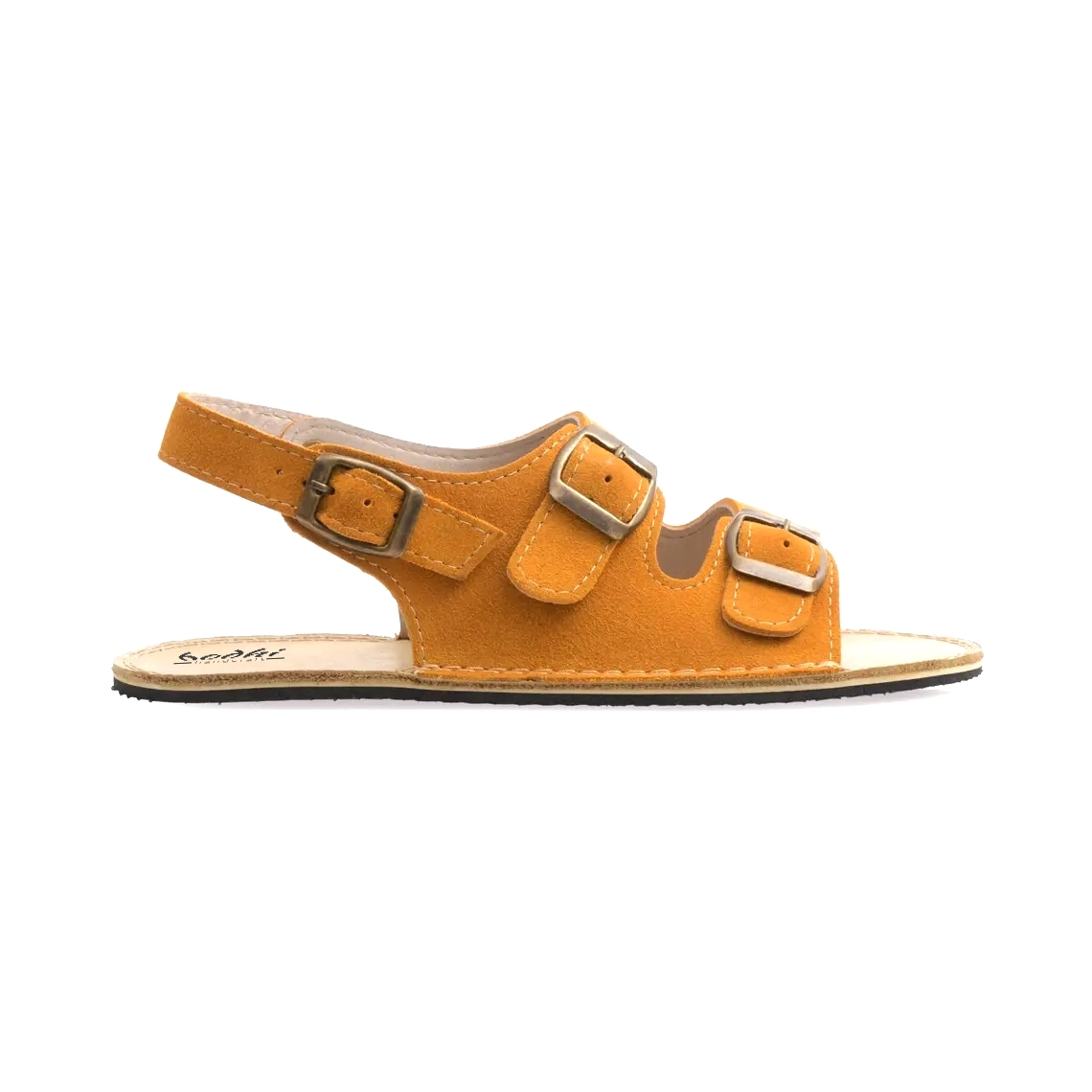 Women's Yellow Suede Leather Barefoot Double Strap Sandals | Wide Toe Box & Zero Drop - Image 7