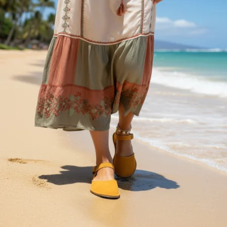 Yeşil Süet Deri Minimalist Barefoot Kadın Sandalet, doğal yürüyüş hissi ile estetik görünümü bir araya getiriyor.