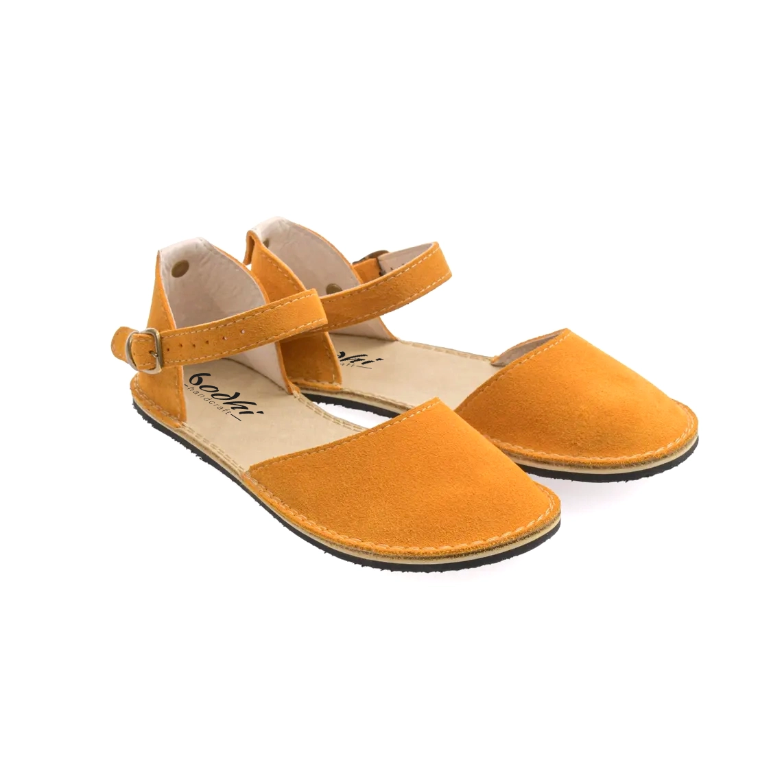 Yellow Suede Leather Barefoot Women's Sandals | Minimalist Rubber Sole - Image 4