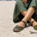 Zeytin Yeşili Deri Minimalist Barefoot Kadın Sandaleti | Kauçuk Taban